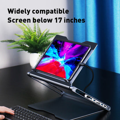 Laptop Stand with 8-in-1 Docking Station – Multiport Hub with USB, HDMI, Ethernet, SD Card Reader, and Fast Charging Support