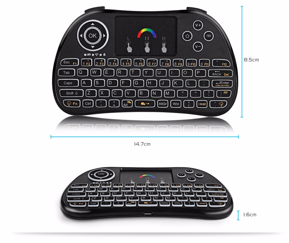H9 Wireless Backlit Colorful Touch Remote Control Keyboard – Multi-Color LED, Slim Design, Easy Navigation