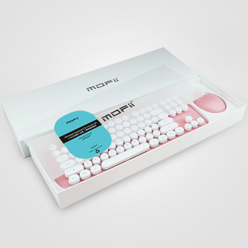 Wireless Retro Girls' Color Keyboard and Mouse Set – Stylish and Comfortable