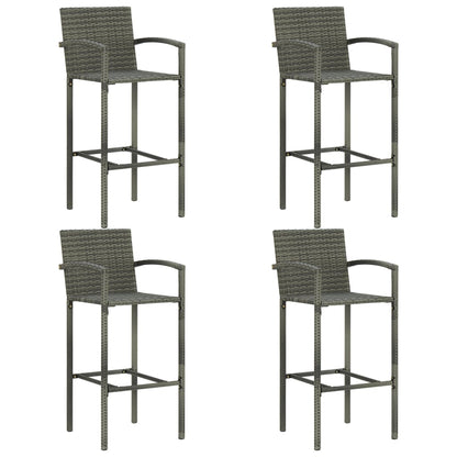 NNEVL 5 Piece Outdoor Bar Set with Armrest Poly Rattan Grey-2