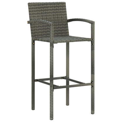 NNEVL 5 Piece Outdoor Bar Set with Armrest Poly Rattan Grey-3