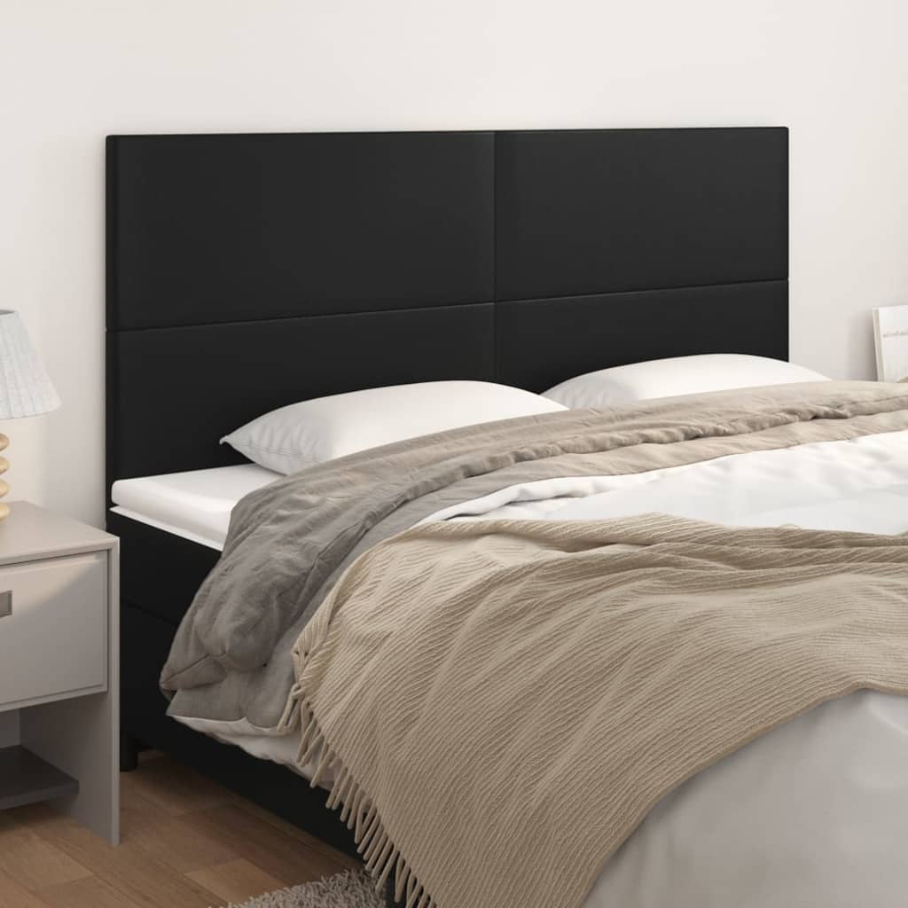 NNEVL Headboards 4 pcs Black 80x5x78/88 cm Faux Leather-0