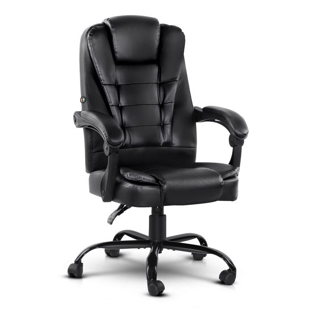 Artiss Massage Office Chair Executive Computer Gaming Chairs Black PU Leather-1