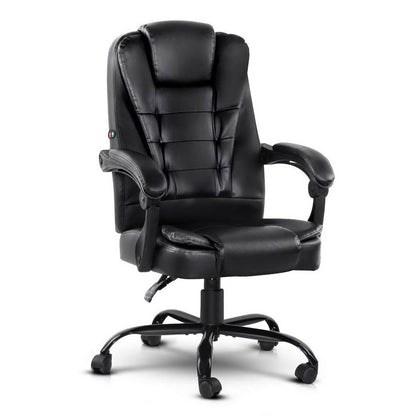 Artiss Massage Office Chair Executive Computer Gaming Chairs Black PU Leather-1