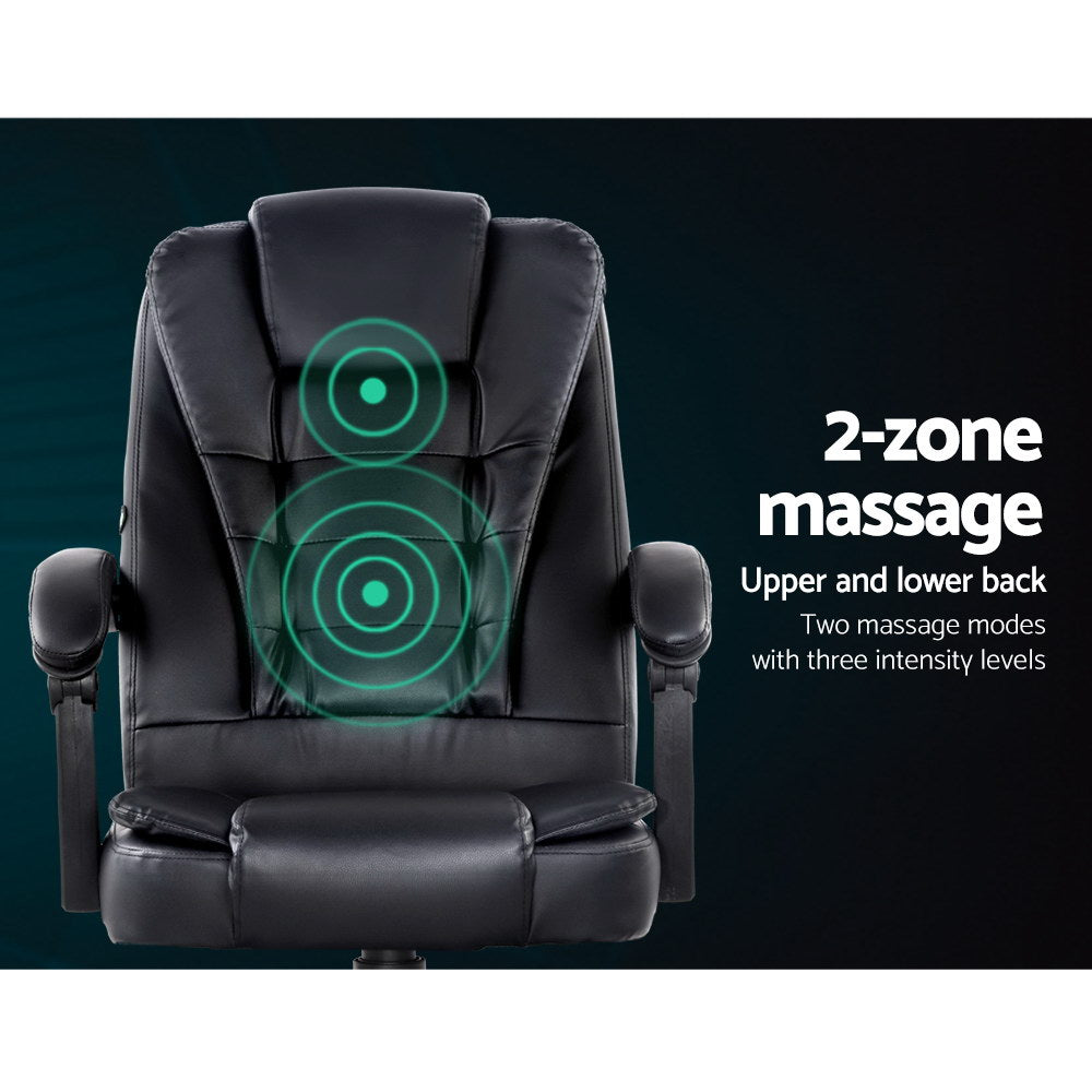 Artiss Massage Office Chair Executive Computer Gaming Chairs Black PU Leather-3