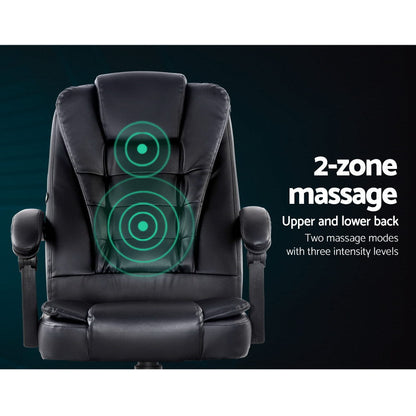 Artiss Massage Office Chair Executive Computer Gaming Chairs Black PU Leather-3