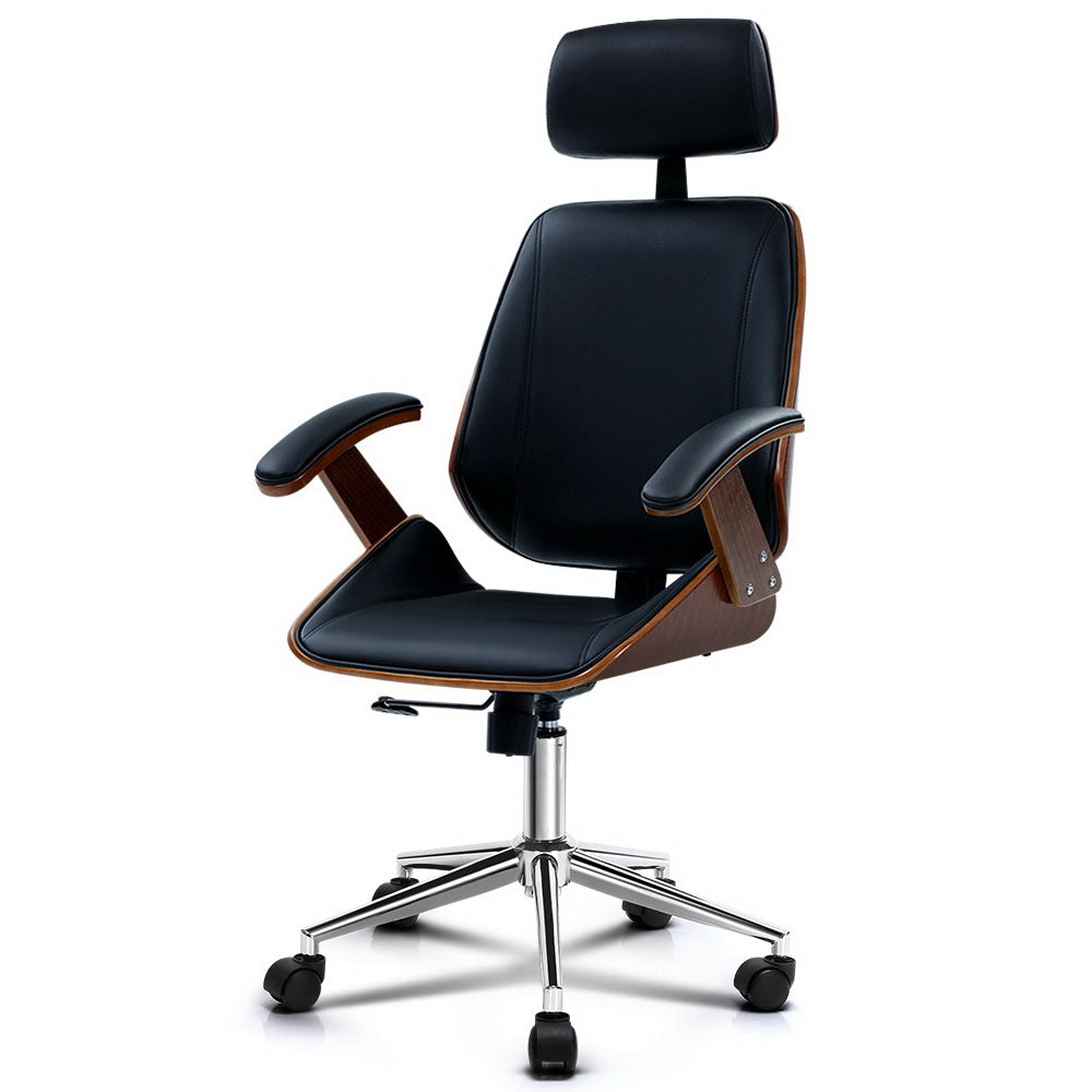 NNEDSZ Wooden Office Chair Computer Gaming Chairs Executive Leather Black-0
