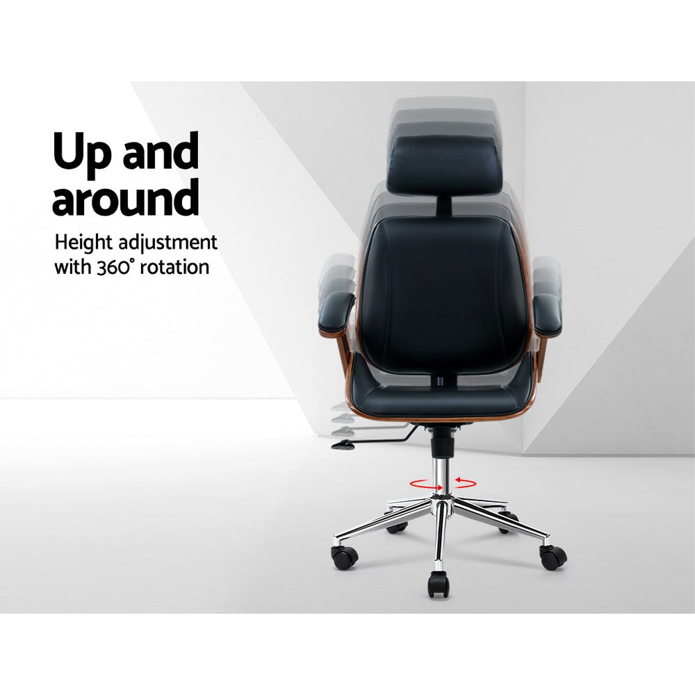 NNEDSZ Wooden Office Chair Computer Gaming Chairs Executive Leather Black-1