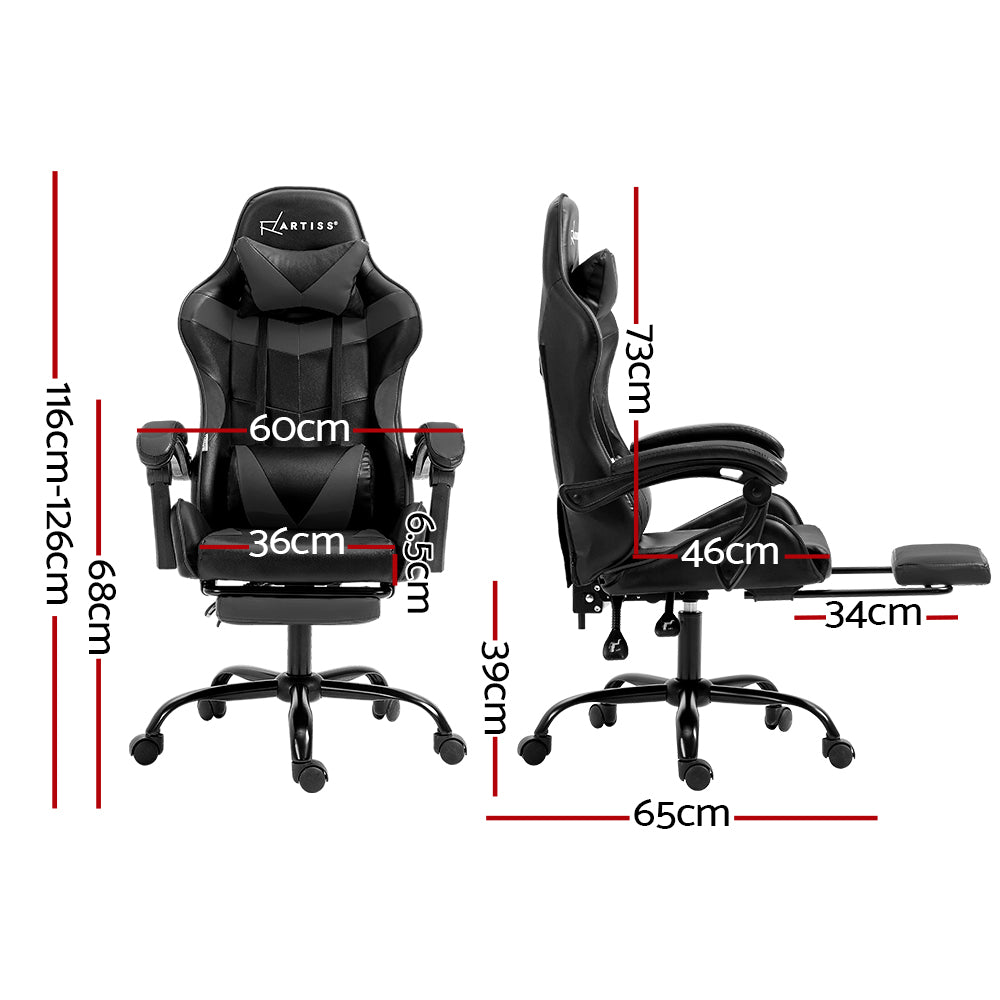 NNEDSZ Gaming Office Chair Executive Computer Leather Chairs Footrest Grey-1