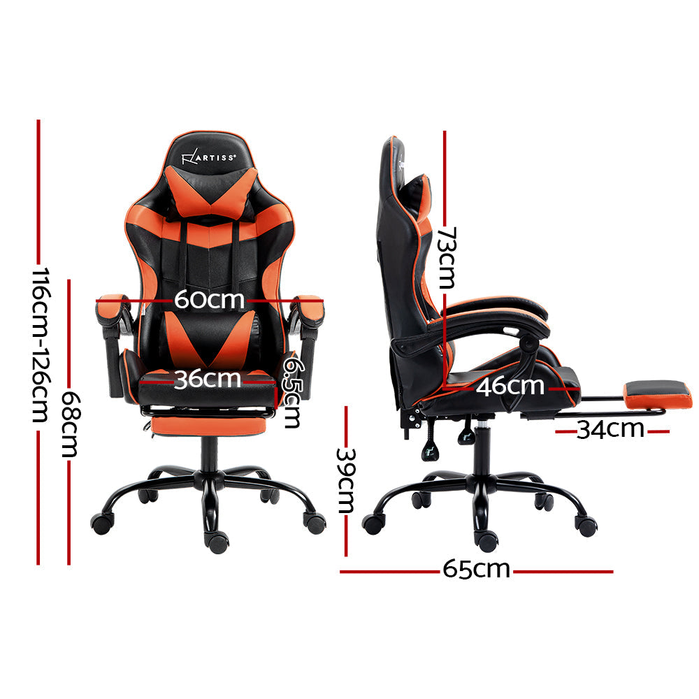 NNEDSZ Gaming Office Chair Executive Computer Leather Chairs Footrest Orange-1