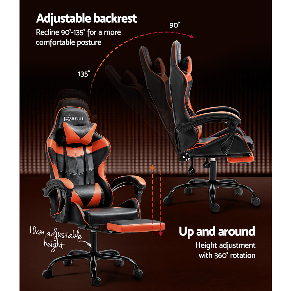 NNEDSZ Gaming Office Chair Executive Computer Leather Chairs Footrest Orange-4