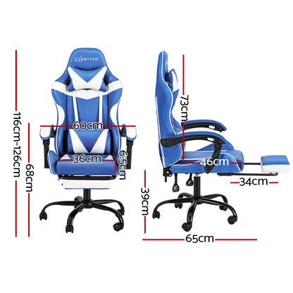 NNEDSZ Gaming Office Chair Executive Computer Leather Chairs Footrest Blue White-1