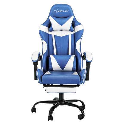 NNEDSZ Gaming Office Chair Executive Computer Leather Chairs Footrest Blue White-2