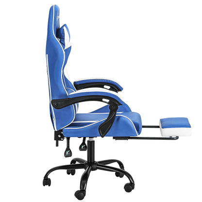 NNEDSZ Gaming Office Chair Executive Computer Leather Chairs Footrest Blue White-3