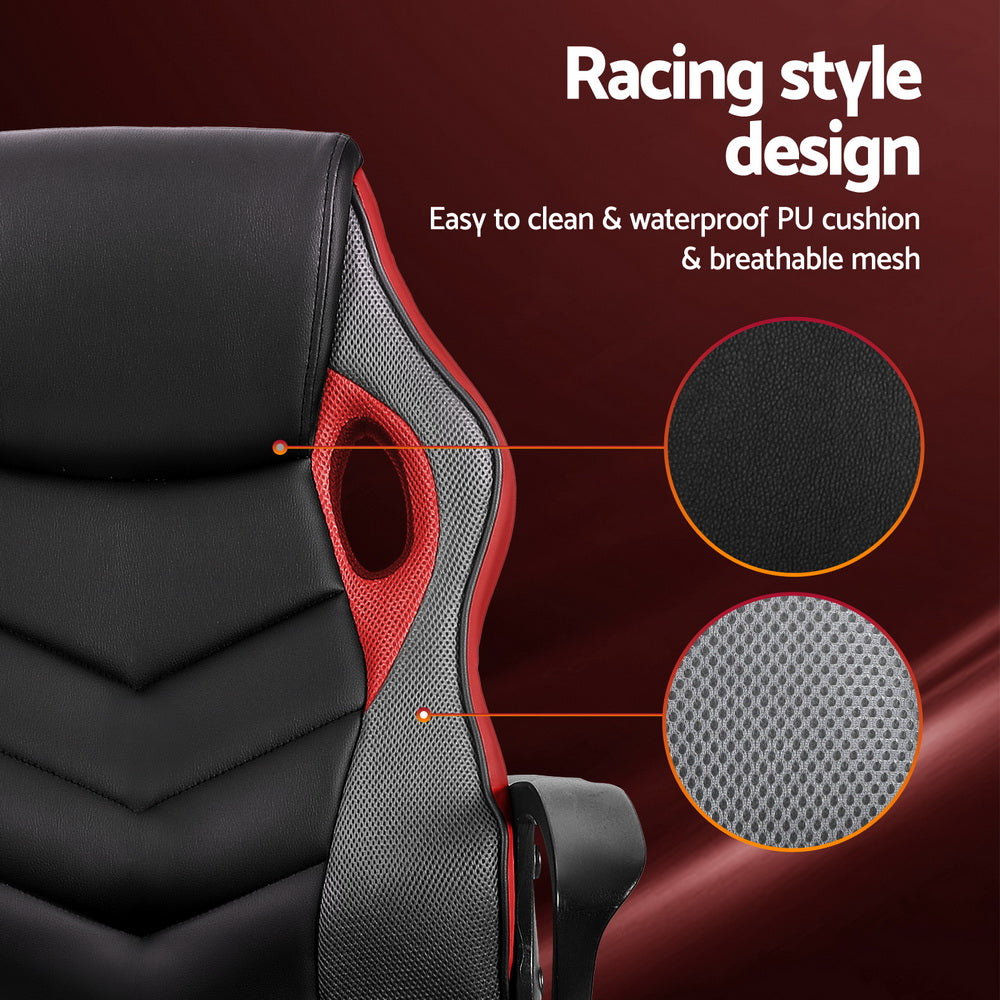 NNEDSZ Artiss Gaming Office Chair Computer Chairs Red-3