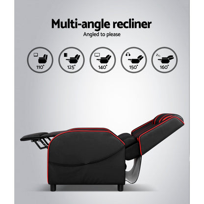 NNEDSZ Recliner Chair Gaming Racing Armchair Lounge Sofa Chairs Leather Black-4