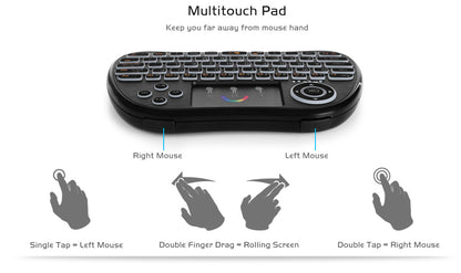 H9 Wireless Backlit Colorful Touch Remote Control Keyboard – Multi-Color LED, Slim Design, Easy Navigation