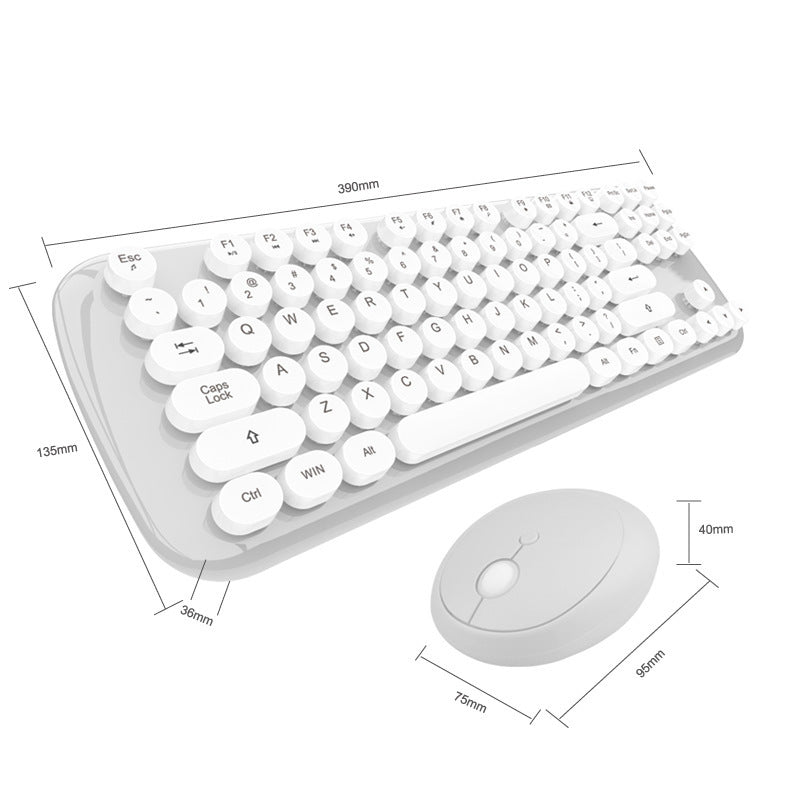 Wireless Retro Girls' Color Keyboard and Mouse Set – Stylish and Comfortable