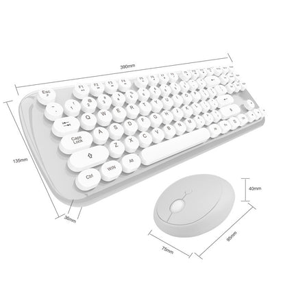 Wireless Retro Girls' Color Keyboard and Mouse Set – Stylish and Comfortable